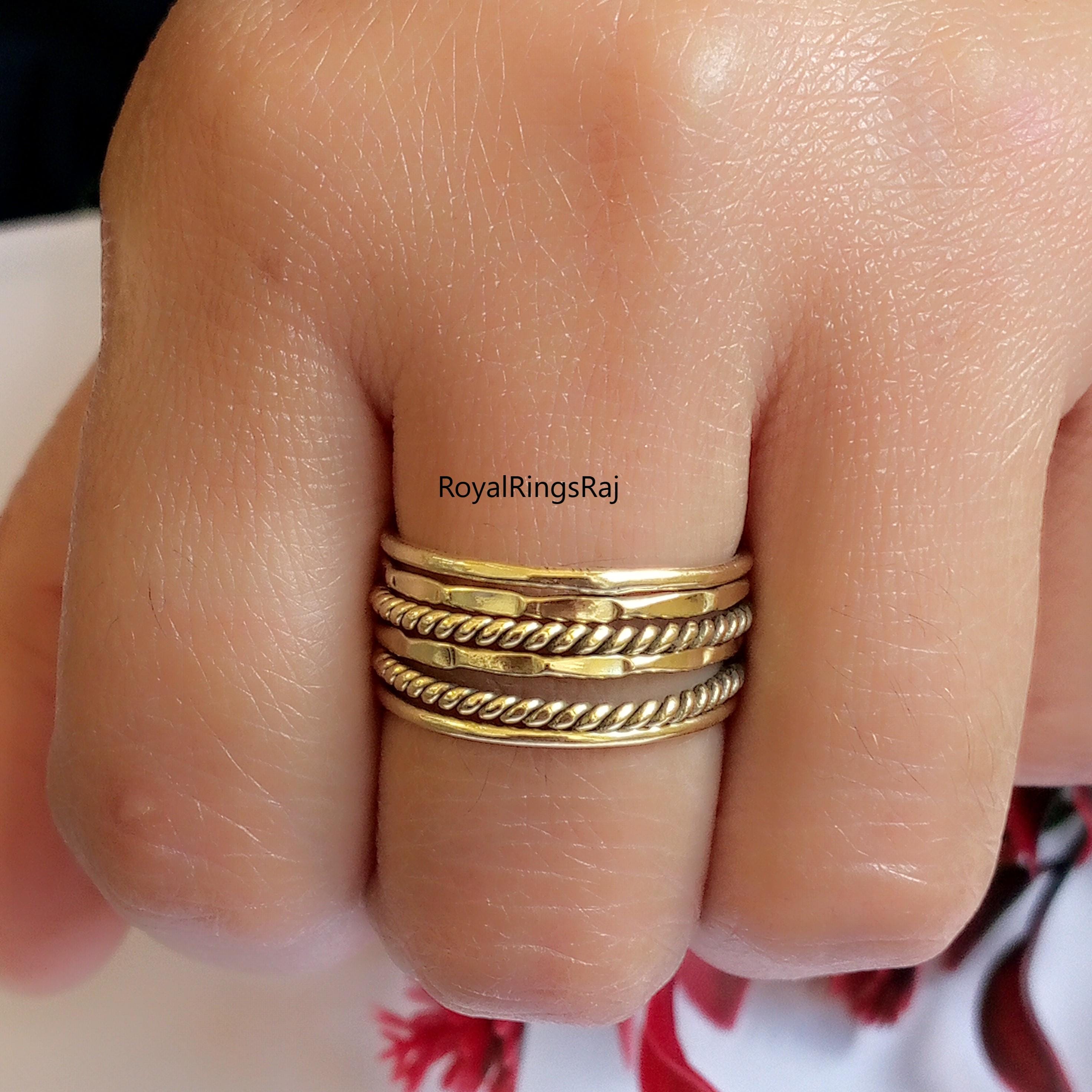 Set of 6 Stacking Thine Brass Ring, Handmade Bras Ring, Popular Brass Bands, Anxiety Band Ring, Pure Brass Wire Ring, Pure Brass Wire Ring