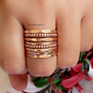 100% Pure Copper Wire Ring, Set of 8 Stacking Pretty Ring, Handmade Copper Jewelry Ring, Statement Thine Ring, Anxiety Ring, Lovely Ring,