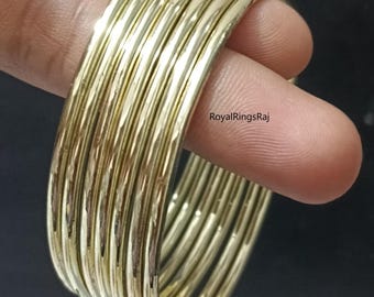 Pure 100% Solid Brass Bangle, 07 Set of Bangle Bracelet, Handmade Bangle, Brass Design Bangle Set, Simple Brass Wire Bangles, Jewelry Gift