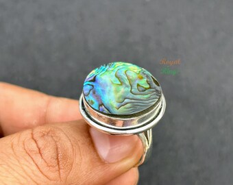 Abalone Shell Ring - 925 Sterling Silver, Unique Design Ring, Handmade Ring, Beautiful Design Ring, Ocean-Inspired Beauty Sister Gift Ring