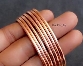 Pure Copper Bangles, 7 Set Of Bangles, Copper Jewelry Bangle, Copper Bangle Set, Simple Copper Bangles, Thin Copper Wire Bangle, Lovely Gift