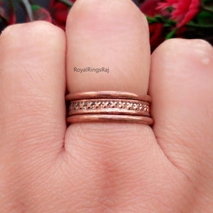 Set of 3 Stacking Copper Wire Ring, Handmade Copper Jewelry Ring, 100% Pure Copper Wire Ring, Statement Thine Ring, Anxiety Ring,