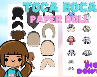 Toca Boca Paper Doll With Clothes and Shoes / Quiet book pages / Printable Paper crafts