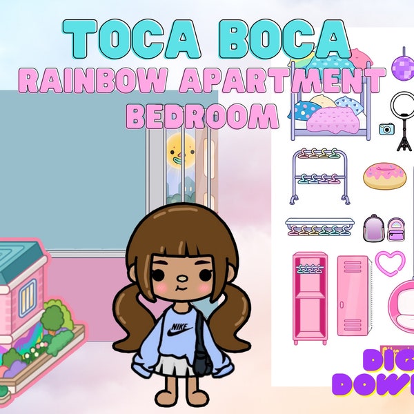 Toca Boca Paper Rainbow Apartment - Bedroom / Quiet book pages / Printable Paper crafts
