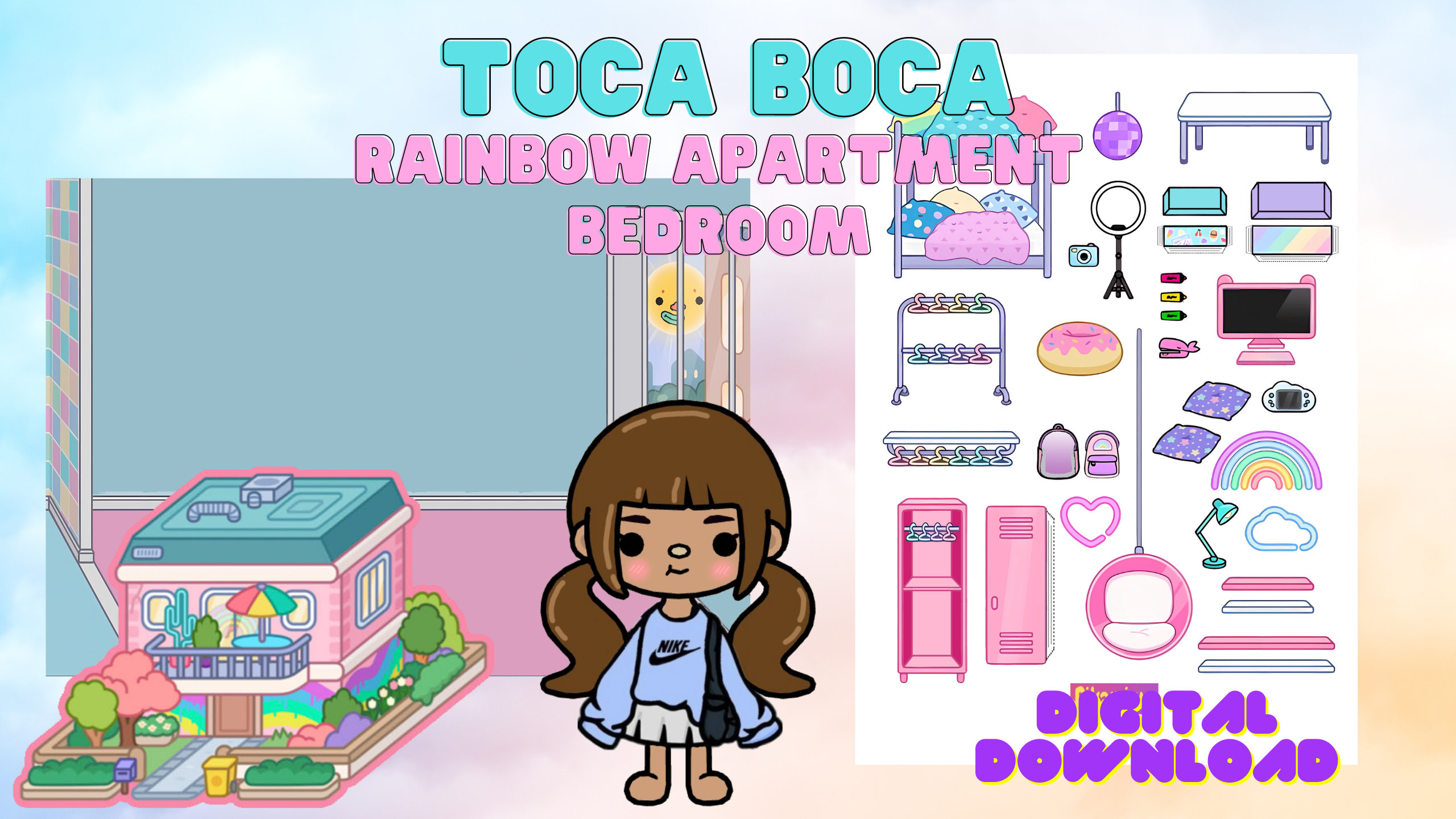 Pretty Toca boca paper dollhouse printable 🌈Toca Boca papercraft