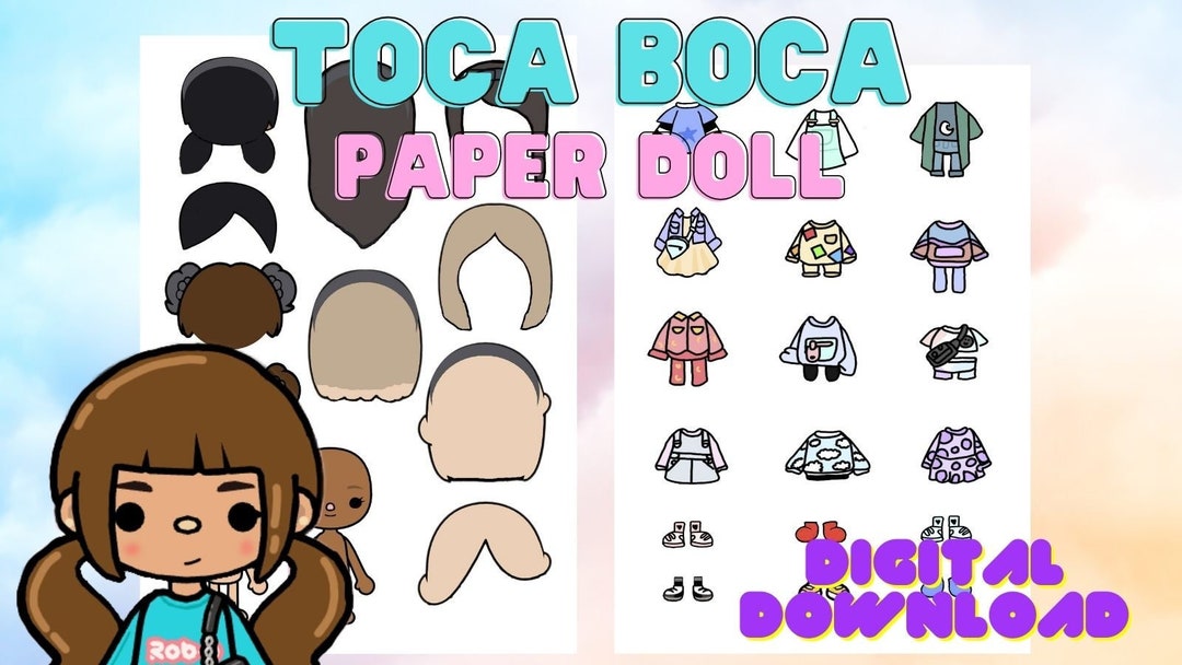 Printable paper doll Shiro in Toca Boca in 2023