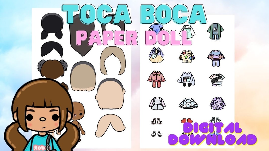 Toca Boca Paper Dolls Emotions / Colored and uncolored / Toca Boca  papercraft / quiet book pages / Printable Paper Doll