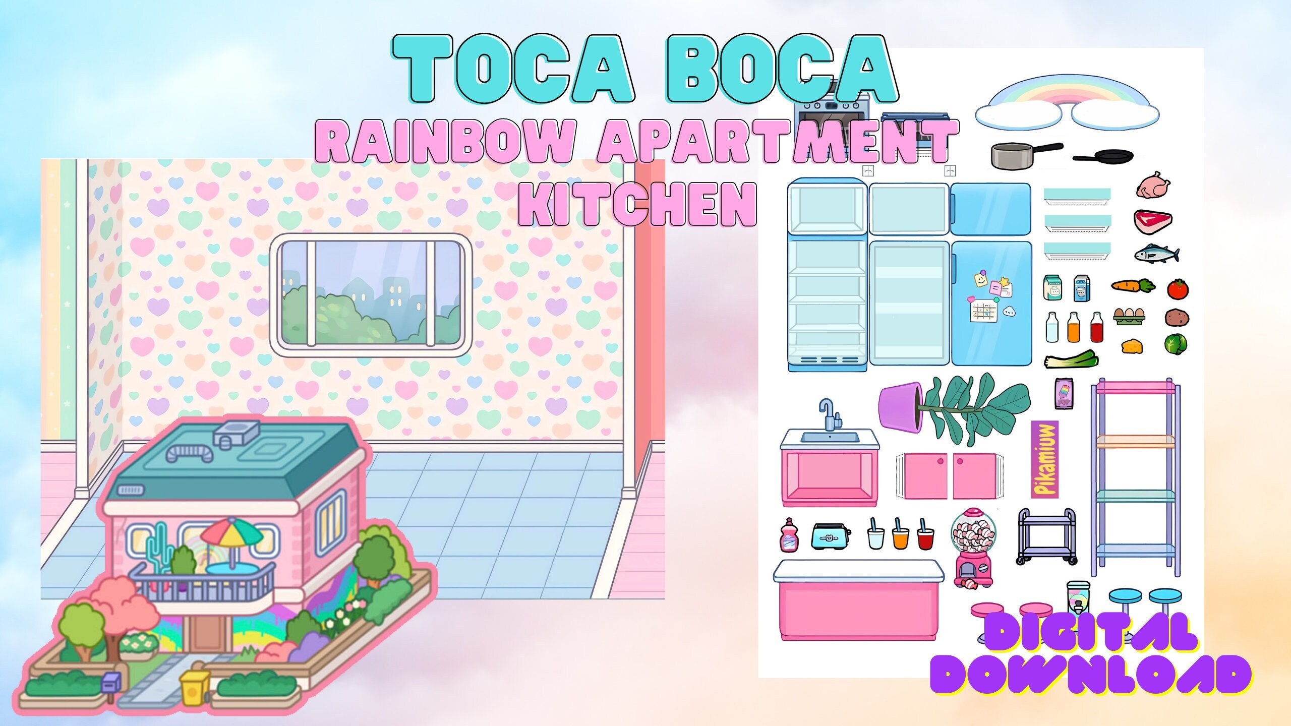 Pretty Toca boca paper dollhouse printable 🌈Toca Boca papercraft