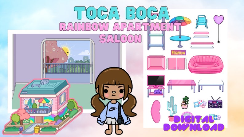 Toca Boca Paper Rainbow Apartment Saloon / Quiet Book Pages / Printable ...