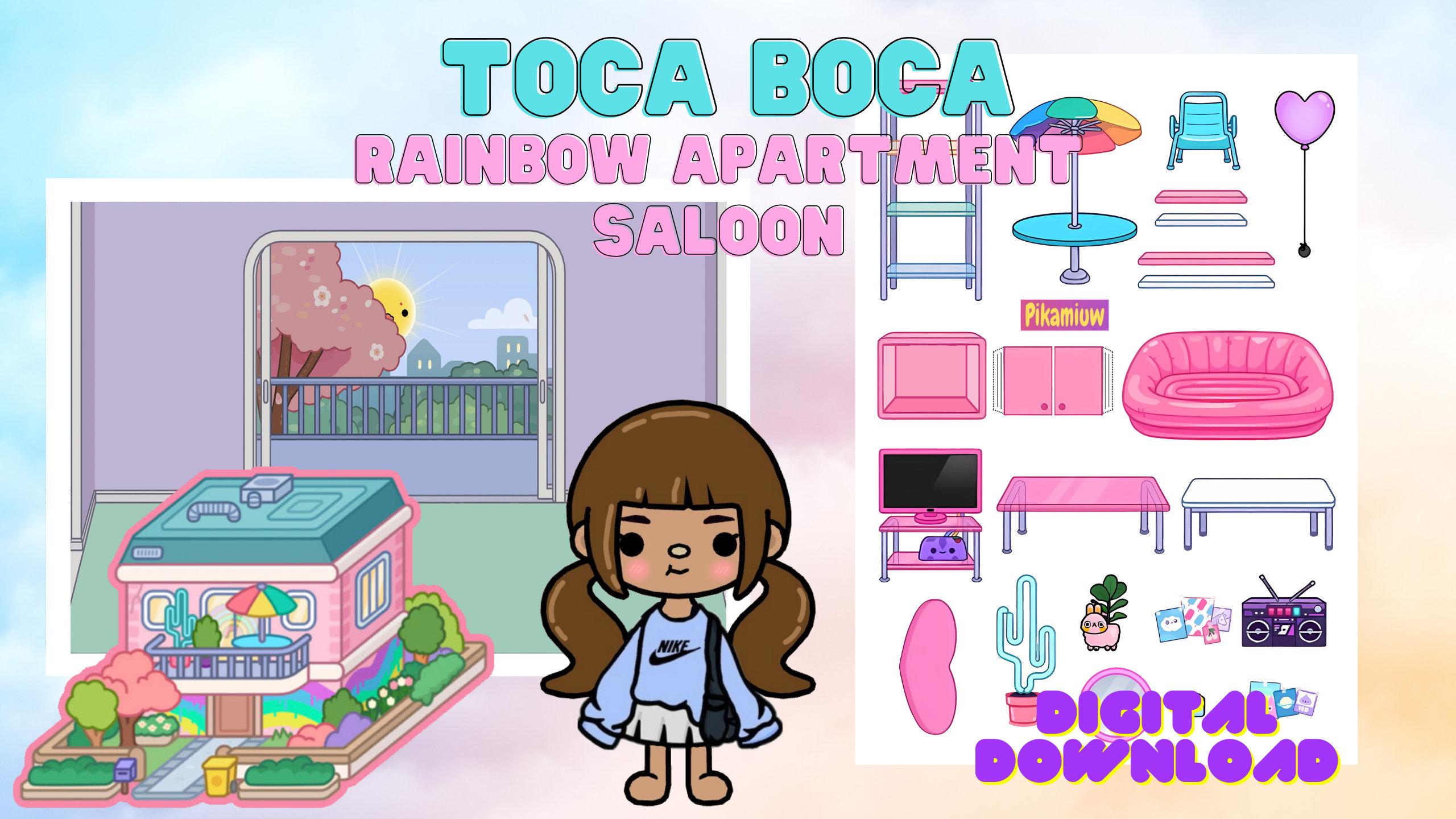 Pretty Toca boca paper dollhouse printable 🌈Toca Boca papercraft |  Printable Paper Doll | Activtiy book digital products best seller 🎁 Woa  Doll Crafts