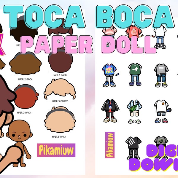 Toca Boca Boy Paper Doll With Clothes and Shoes / Quiet book pages / Printable Paper crafts