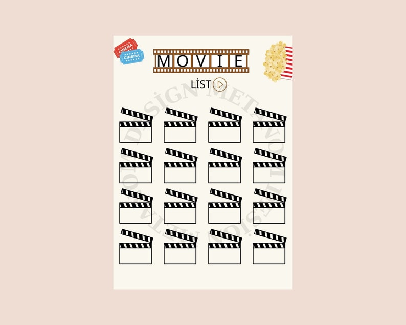 Movie List/ PDF Format/a4 Size and Letter Size/planner/movie - Etsy