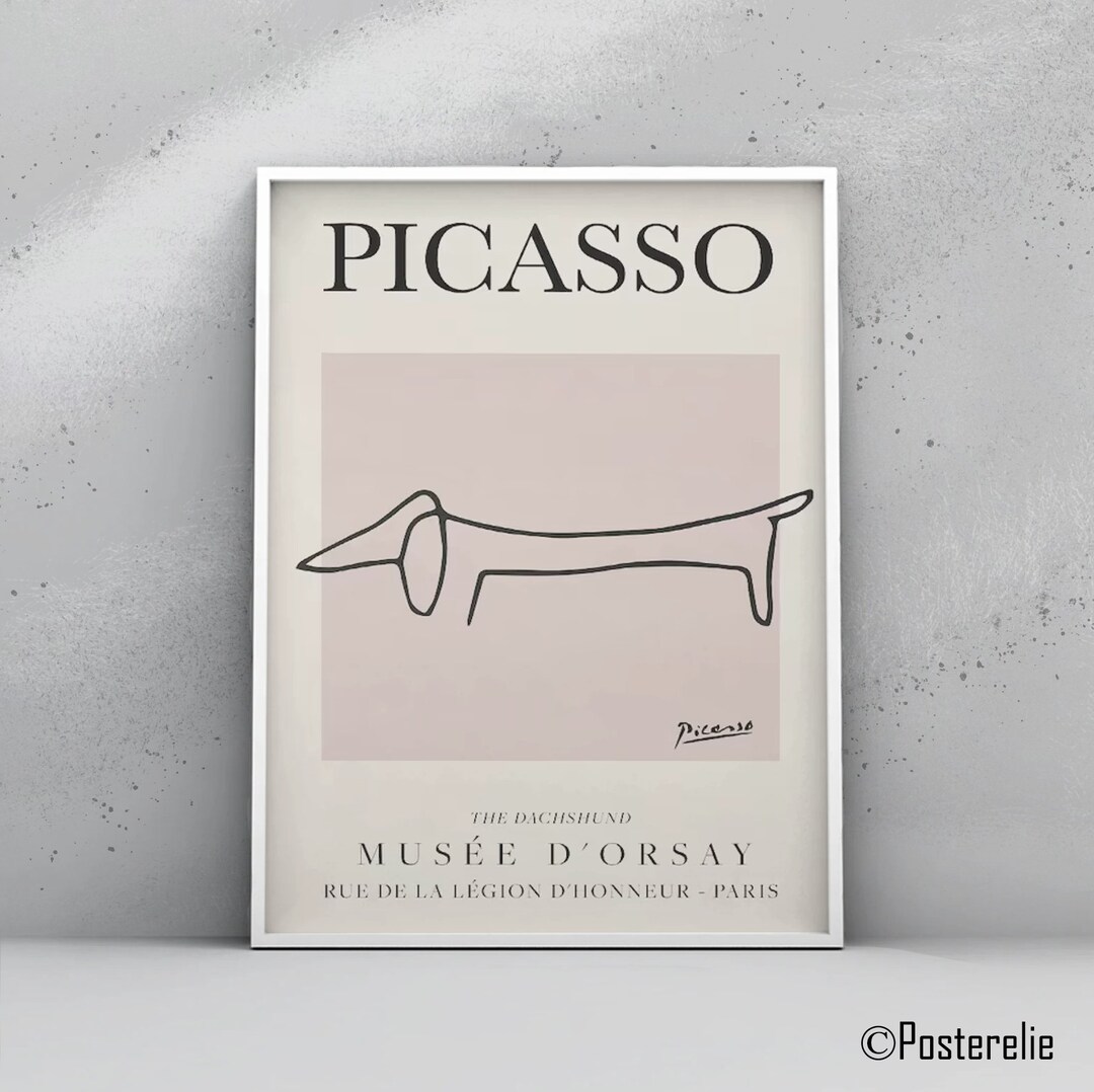 Picasso Dog Print, Wall Art, Exhibition Vintage Line Art Poster