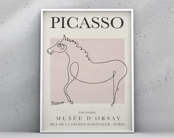 Picasso - Horse Print, Wall Art, Exhibition Vintage Line Art Poster, Minimalist Line Drawing, Ideal Home Decor or Gift Print