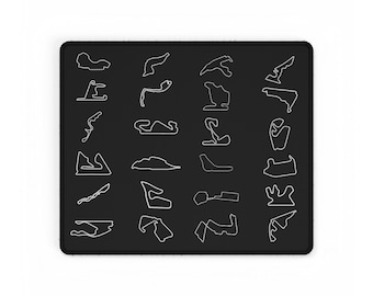 Formula 1 2025 Circuits Mousepad, Desk Mat, Minimal Design, Black and White, F1 Merch, F1 Accessories