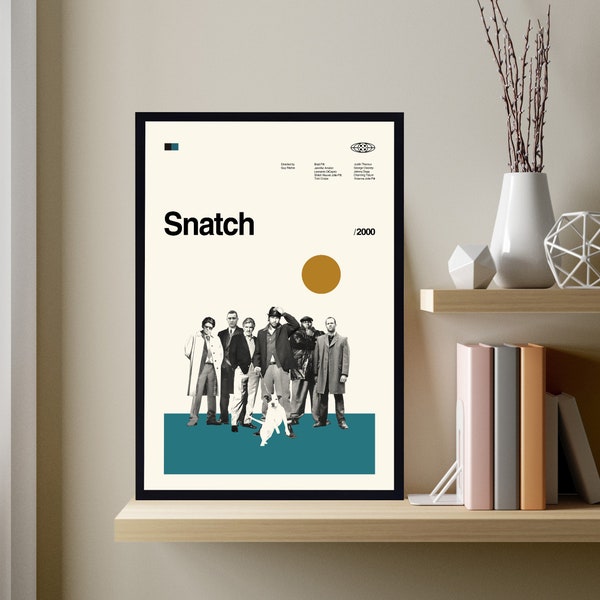 Snatch Movie Poster, Guy Ritchie, Retro Movie Poster, Minimalist Art, Midcentury Art, Retro Modern Poster, Dad Gifts, Room Decor