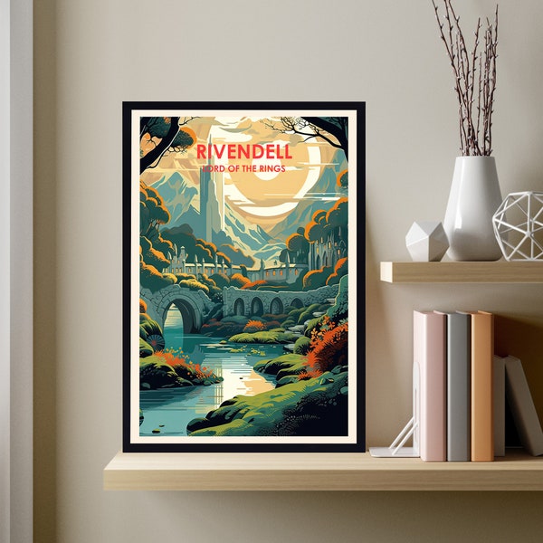 Lord Of The Rings Poster, Rivendell Poster, Movie Poster, Minimalist Poster, Vintage Poster, Retro Art Print, Midcentury Poster, Wall Decor