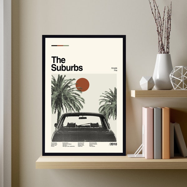Arcade Fire - The Suburbs Album Poster, Retro Music Poster, Vintage Poster, Retro Poster, Minimalist Art, Midcentury Art, Wall Decor
