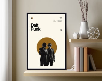 Daft Punk Poster, Daft Punk Album Poster, Daft Punk Print, Music Poster, Midcentury Art, Minimalist Art, Vintage Poster, Retro Art, Wall Art