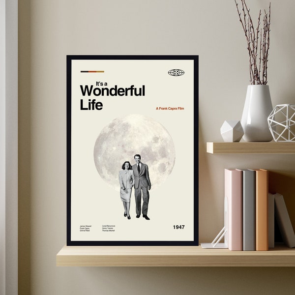 It's A Wonderful Life Poster, It's A Wonderful Life Print, Midcentury Art, Vintage Poster, Movie Poster, Minimalist Art, Retro Poster