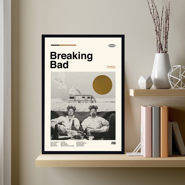 Breaking Bad Poster, Breaking Bad Print, Midcentury Art, Movie Poster, Vintage Poster, Retro Poster, Minimalist Art, Modern Art, Wall Decor