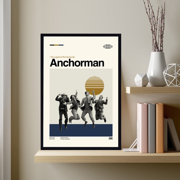 Anchorman Poster, Anchorman Movie Poster, Midcentury Poster, Retro Poster, Minimalist Art, Vintage Poster, Wall Decor, Gifts for him