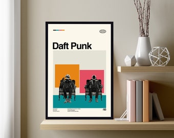 Daft Punk Poster, Daft Punk Album Poster, Daft Punk Print, Music Poster, Midcentury Art, Minimalist Art, Vintage Poster, Retro Art, Wall Art