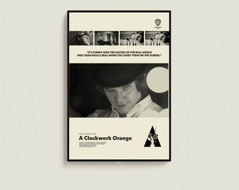 A Clockwork Orange Poster, Stanley Kubrick, Midcentury Art, Movie Poster, Vintage Poster, Minimalist Art, Modern Art, Retro Poster, Wall Art