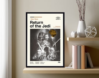 Return Of The Jedi - Star Wars Poster, Midcentury Art, Movie Poster, Minimalist Art, Vintage Poster, Wall Decor, Home Decor, Gifts For Him