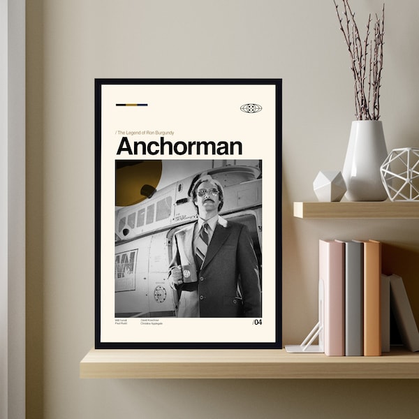 Anchorman Poster, Anchorman Movie Poster, Midcentury Poster, Retro Poster, Minimalist Art, Vintage Poster, Wall Decor, Gifts for him