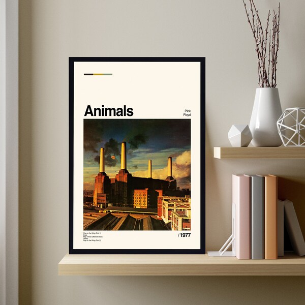 Animals Poster, Animals Album, Pink Floyd Print, Pink Floyd Music, Music Poster, Retro Modern Art, Minimalist Art, Midcentury Art