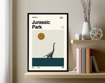 Jurassic Park Poster, Steven Spielberg, Midcentury Art, Minimalist Art, Movie Poster, Vintage Poster, Modern Art, Home Decor, Gifts For Him