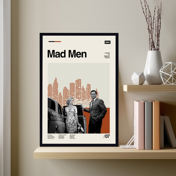 Mad Man Poster, Mad Man Print, Retro Modern Art, Minimalist Art, Retro Poster, Vintage Poster, Midcentury Art, Home Decor, Gifts for him