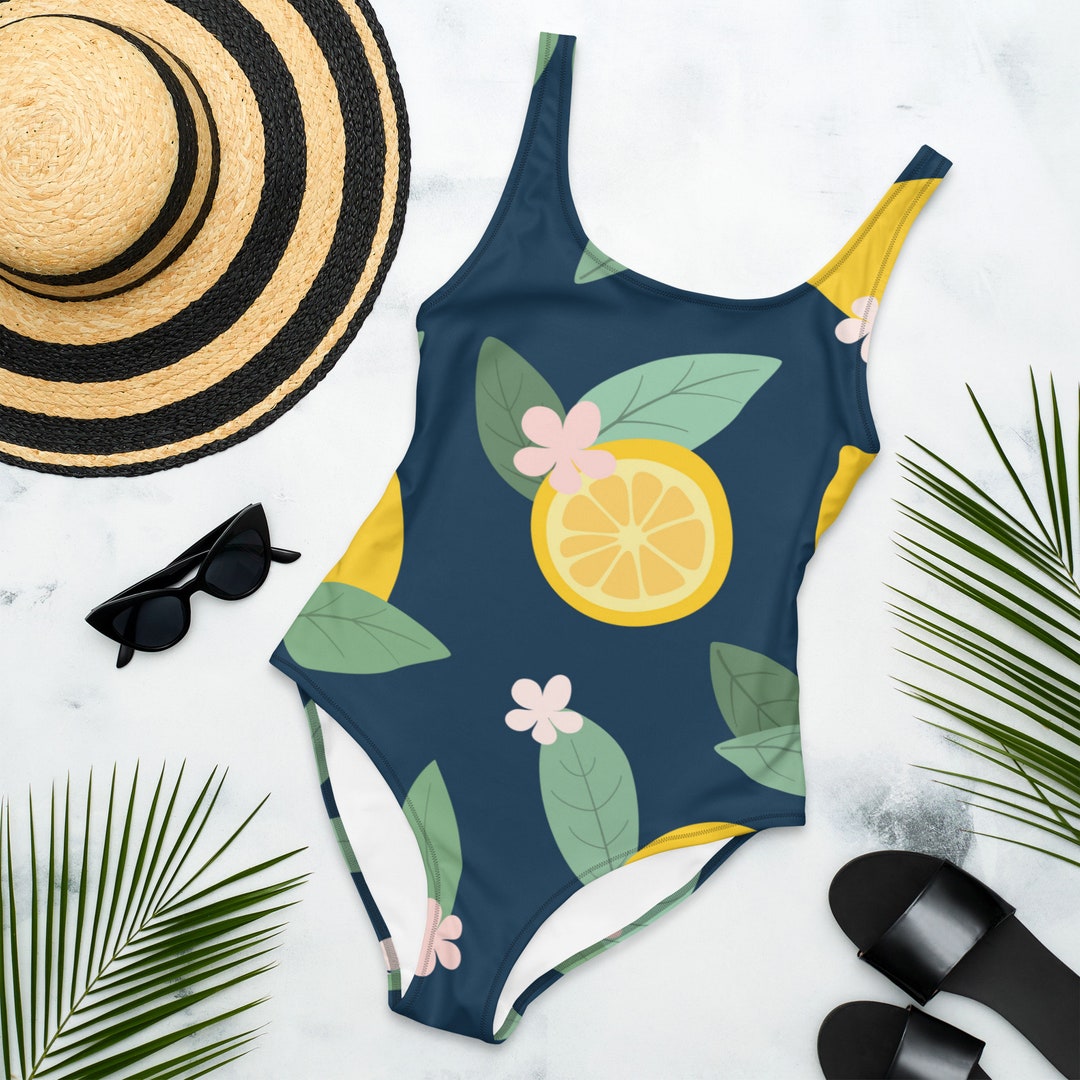 Onepiece Swimsuit Lemons Swimsuit Colorful Swimsuit Etsy