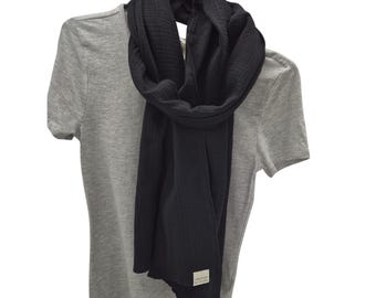 Bufanda de muselina negra, 100% algodón orgánico, suave, flexible, transpirable, de fácil cuidado, idea de regalo.