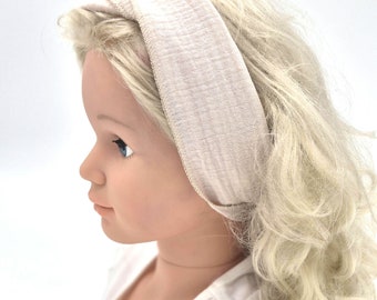Cinta para el pelo para atar de muselina 100% algodón (orgánico) beige avena