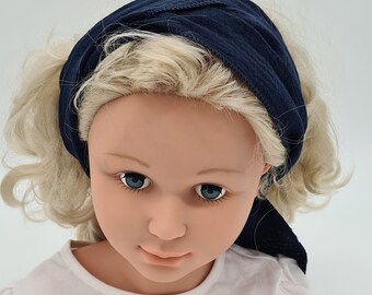 Cinta para el pelo para atar de muselina 100% algodón (orgánico) azul marino