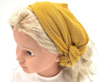 Cinta para el pelo para atar de muselina 100% algodón (orgánico) amarillo mostaza