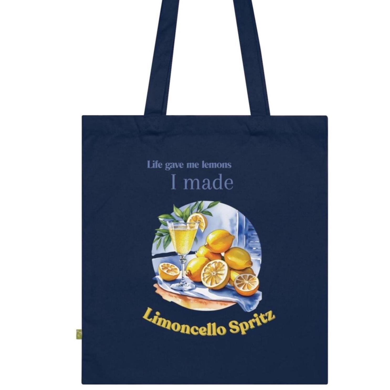 Organic Cotton Tote Bag With Lemon and Limoncello Print