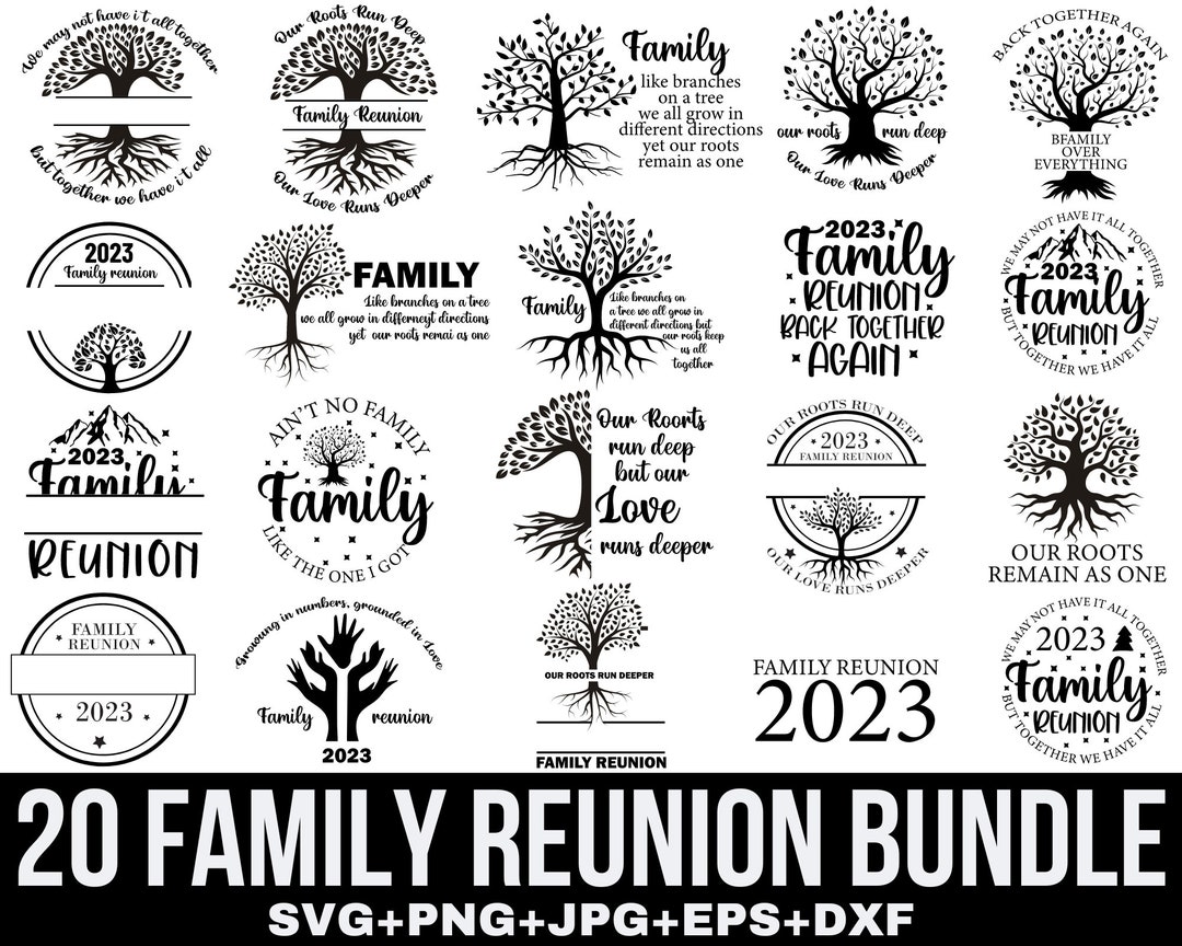 Family Reunion Svg Bundle, Family Tree With Quotation Svg, Tree With