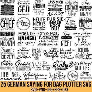 Duitse gezegden voor tassen plotter Svg-bundel, jute tas plotting Svg, een van de jutes, Pocket Sayings Svg, Sprüche Svg, voor Cricut, silhouet