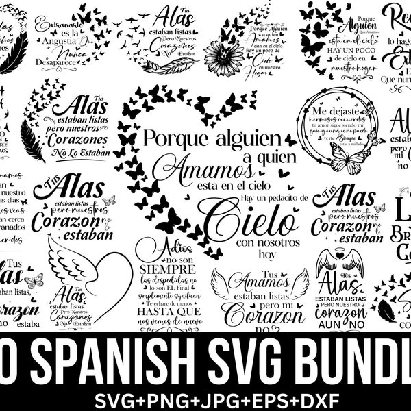 Spanish Memorial svg Bundle, Memorial Lantern , Remembrance svg, Tus Alas estaban listas, Recordarte es fácil, Svg for Cricut, silhouette