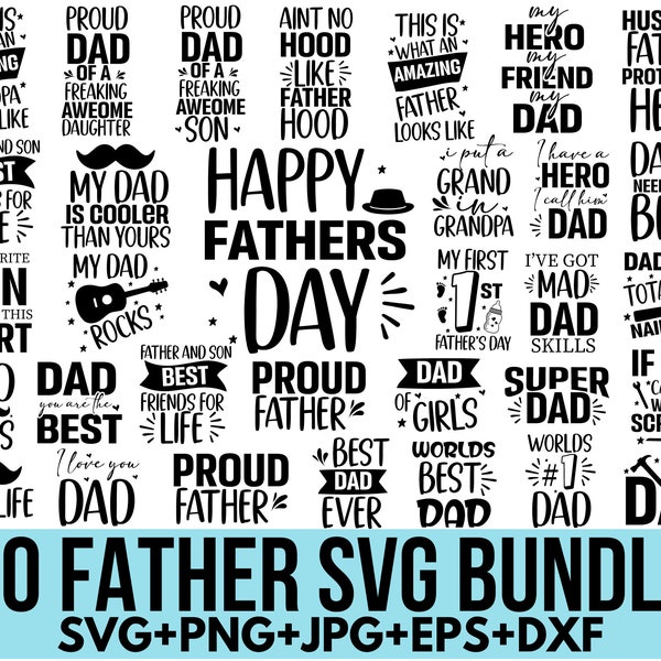 30 Fathers Day Svg Bundle, Dad Quotes Svg, Dad svg, Father svg, Grandpa svg, Happy Fathers Day, Papa svg,Cricut  Silhouette