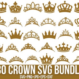 Königskronen-Svg-Bundle, Königin-Krone-Svg, Prinzessin-Krone, König-Krone-Svg, Prinzessin Tiara-Svg, Kronen-Svg-Dateien für Cricut, Silhouette