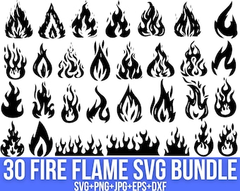 Fire Svg-bundel, vlam Svg, Fire Png, Fire Flame Svg, FireBall Svg, Fire Frame svg, Fire Clipart, Instant Download, voor Cricut, Silhouet