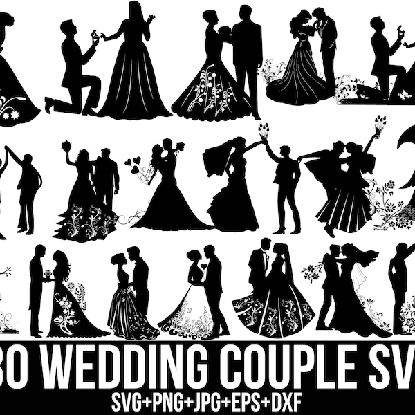 Wedding SVG Bundle, Bride and Groom SVG, Husband Wife Svg, Engagement svg, Married Couple Svg, Bride svg, Groom svg, Silhouettes,