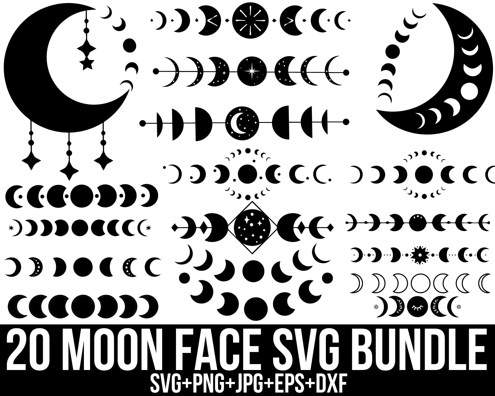 Split Moon Svg Moon Phase Svg Bundle, Moon Png, Witchy Moon Svg, Its Just a Phase Svg ...