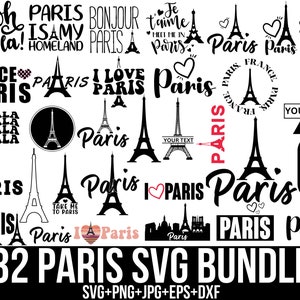 Lot Paris Svg, Paris png, Tour Eiffel Svg, Svg monument, amoureux de Paris, France Svg, Svg de voyage, Paris Clipart, Png de voyage, pour Cricut