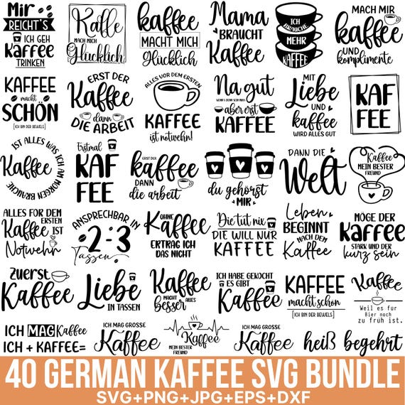 German Kaffee Plotter Svg Bundle, Kaffee Svg, Coffee Quotes Svg, Kaffeezeit Svg, Coffee Cup Svg, German Sayings Coffee, Cricut, Silhouette