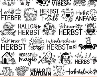 Autumn Plotter File Svg Bundle, German Autumn Plotter File Svg, Hello Autumn, Hedgehog Svg, Autumn Magic Svg, Mushroom Svg, Cut for Cricut